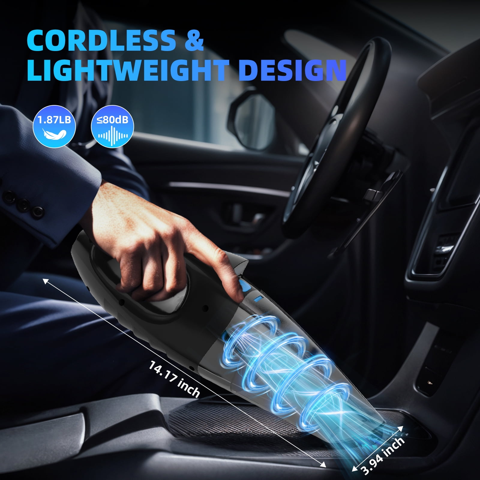 ATUPEN Car Vacuum Cleaner, 9000PA Suction Car Dusters LED Light Home Office Sofa Pet Hair Car Accessories