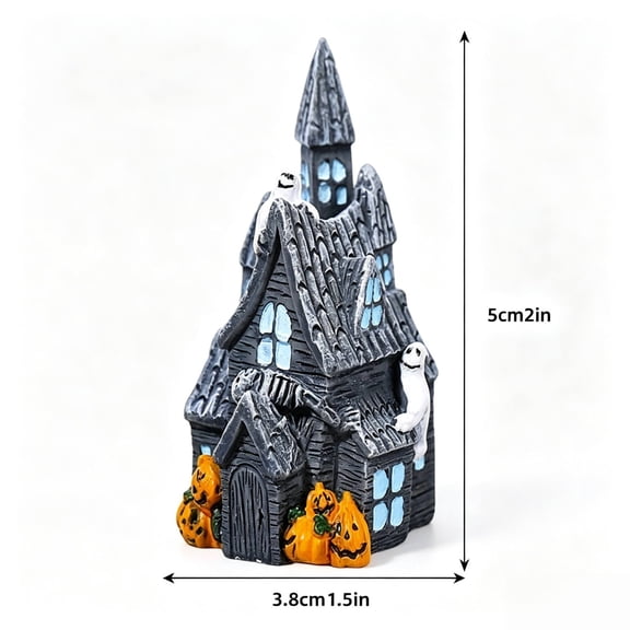 Halloween Village Accessories Set Halloween HOUSEs Village Miniatures Ornaments with Pumpkins Ghost Tombstones Tree Fence Streetlamp Figurines for Party Home Table Decor