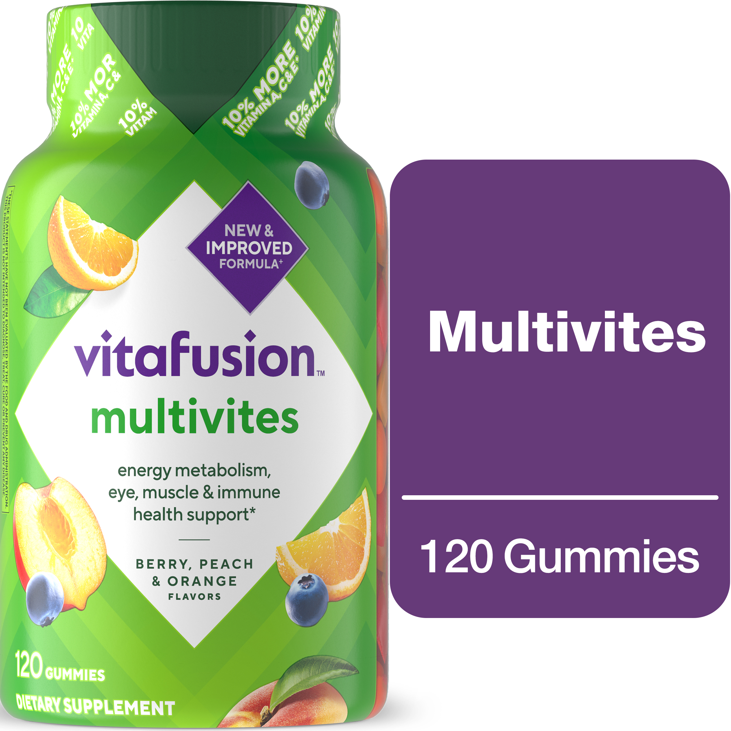 vitafusion MultiVites Gummy Multivitamins for Adults with 10% More Vitamins A, C, & E, 120 Count