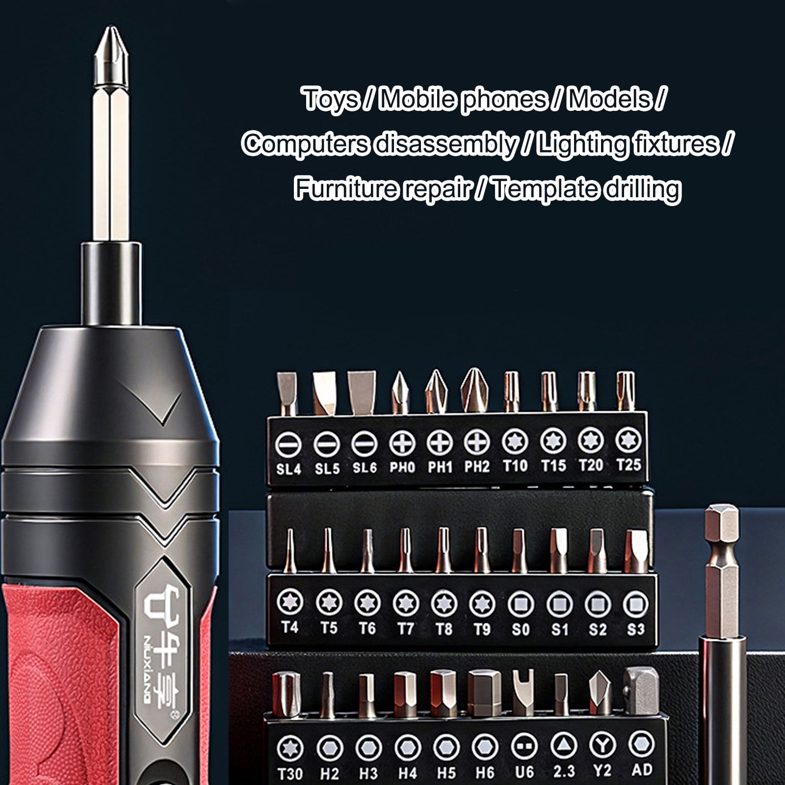Electric Screwdriver 4 Torques Settings Head Design Powered Tool Cordless Screwdriver