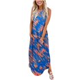 thumbnail image 2 of SMihono Robe Maxi Bohème d'Été pour Femmes Grande Taille Robe Longue Imprimée Sans Manches à Encolure Croisée devant Robe de Plage Évasée, 2 of 5