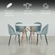 thumbnail image 3 of Ilios Innova | Comedor Roslo 4s Set de Mesa Redonda Blanca y 4 Sillas de Terciopelo Azul, Estilo Nórdico Moderno Minimalista para Espacios Pequeños, 3 of 9