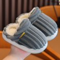 thumbnail image 2 of Xfvqtps Children Fuzzy Slippers Fluffy Slip on Shearling Fleece Solid Color Memory Foam Soft Sole Non Slip Thickened Comfortable Indoor Warm Winter House Slippers Gray, 2 of 9