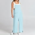 thumbnail image 7 of Hvot&aat Women's 2025 Summer Cotton Linen Jumpsuits Casual Loose Sleeveless Split Wide Leg Pants Romper Overalls with Pockets, 7 of 7