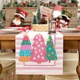 thumbnail image 2 of Christmas Table Runner , Striped Trees Merry and Bright Xmas Decorative Farmhouse Table Decoration for Kitchen Dinning, Indoor Outdoor Dinner Party (Pink) GT125-72, 2 of 7