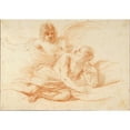 thumbnail image 2 of Guercino 18x14 Gold Ornate Wood Frame and Double Matted Museum Art Print Titled - St Peter and the Angel (Early 1650s), 2 of 4