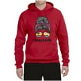 thumbnail image 3 of Messy Bun BeachLife | Cool Neon Leopard Print Bandana | Sunglasses Vaction Beach Paradise Fashion Unisex Hoodie Sweatshirt, Red, L, 3 of 5