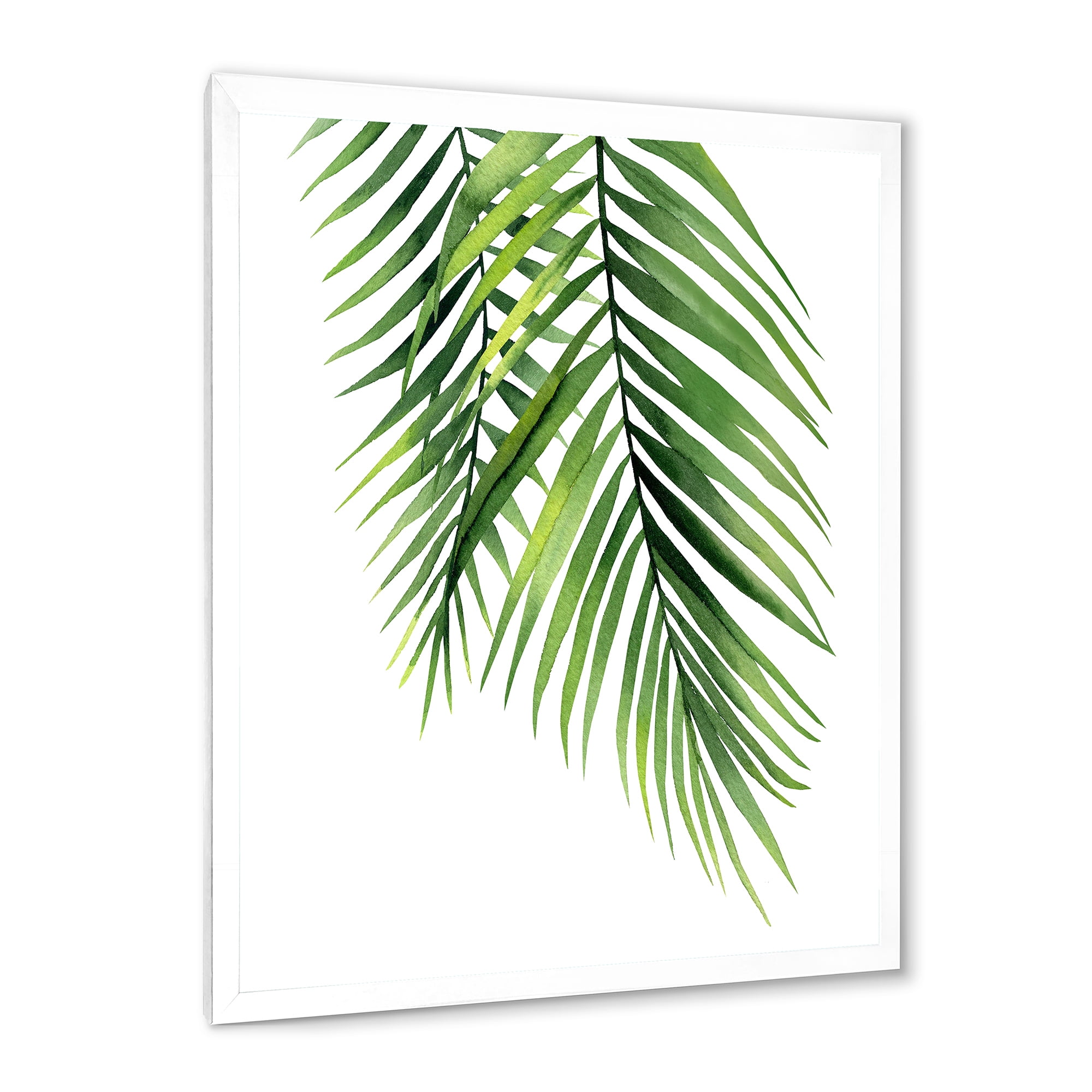 Designart 'Tropical Palm Branches' Tropical Framed Art Print