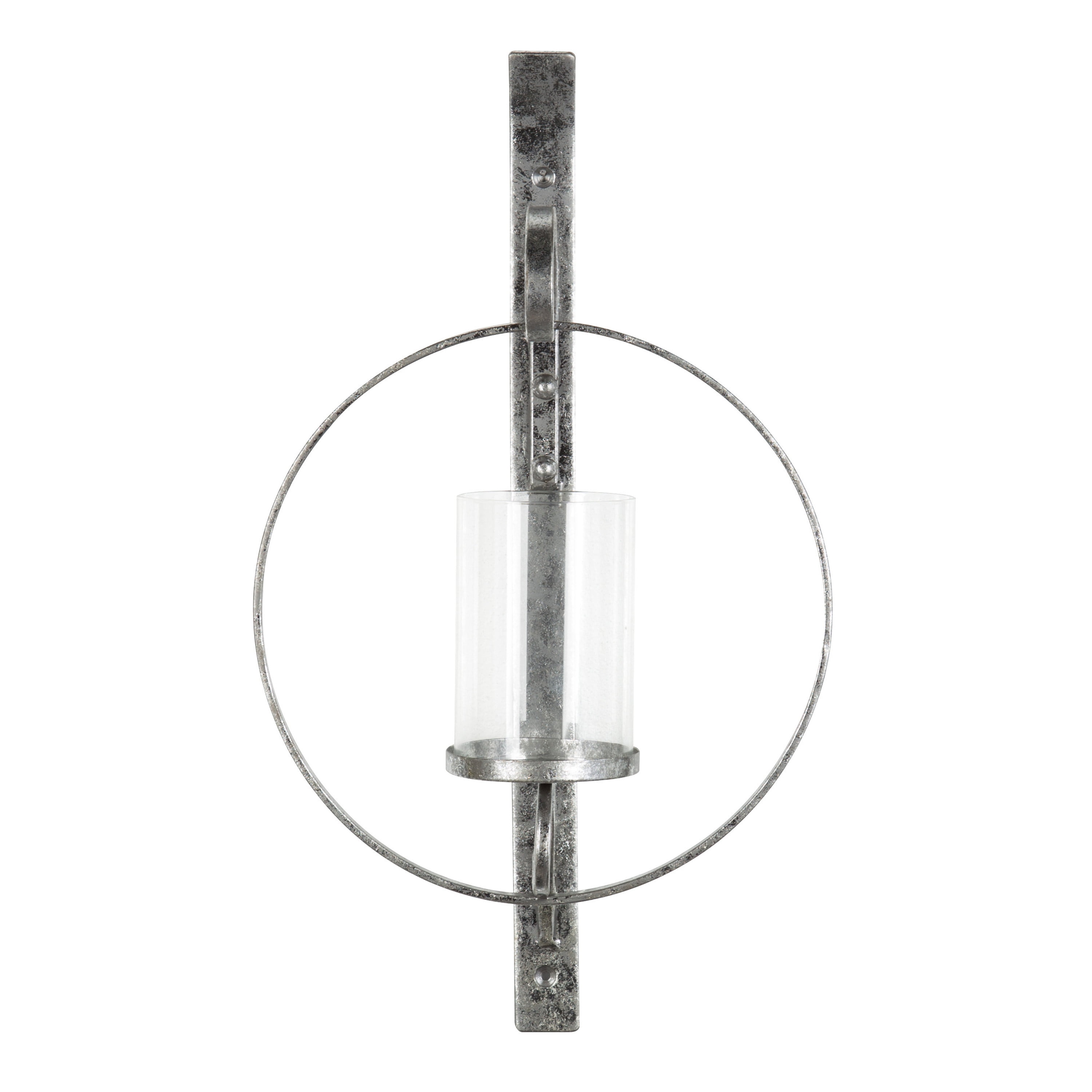 Kate and Laurel Doria Metal Wall Candle Holder Sconce, Silver