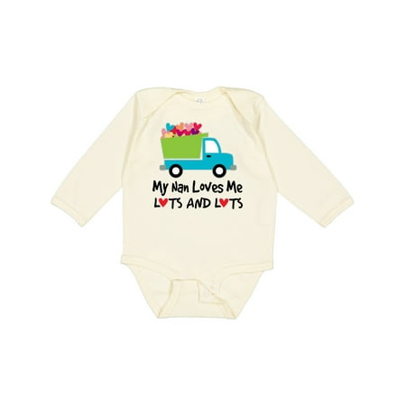 

Inktastic My Nan Loves Me Lots Gift Baby Boy or Baby Girl Long Sleeve Bodysuit