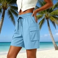 thumbnail image 6 of Women's Lightweight Nylon Spandex Work Shorts, Elastic Waist Tummy Control with Zippered Pockets, Quick Dry Breathable Stretch, Outdoor Leisure Hiking Running Travel, Athletic, 6 of 7