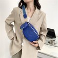 thumbnail image 3 of 1 Chest 2 in Bolsos bandolera de cintura de cuero Paquete de diseñador de correa ancha para mujer Azul, 3 of 9