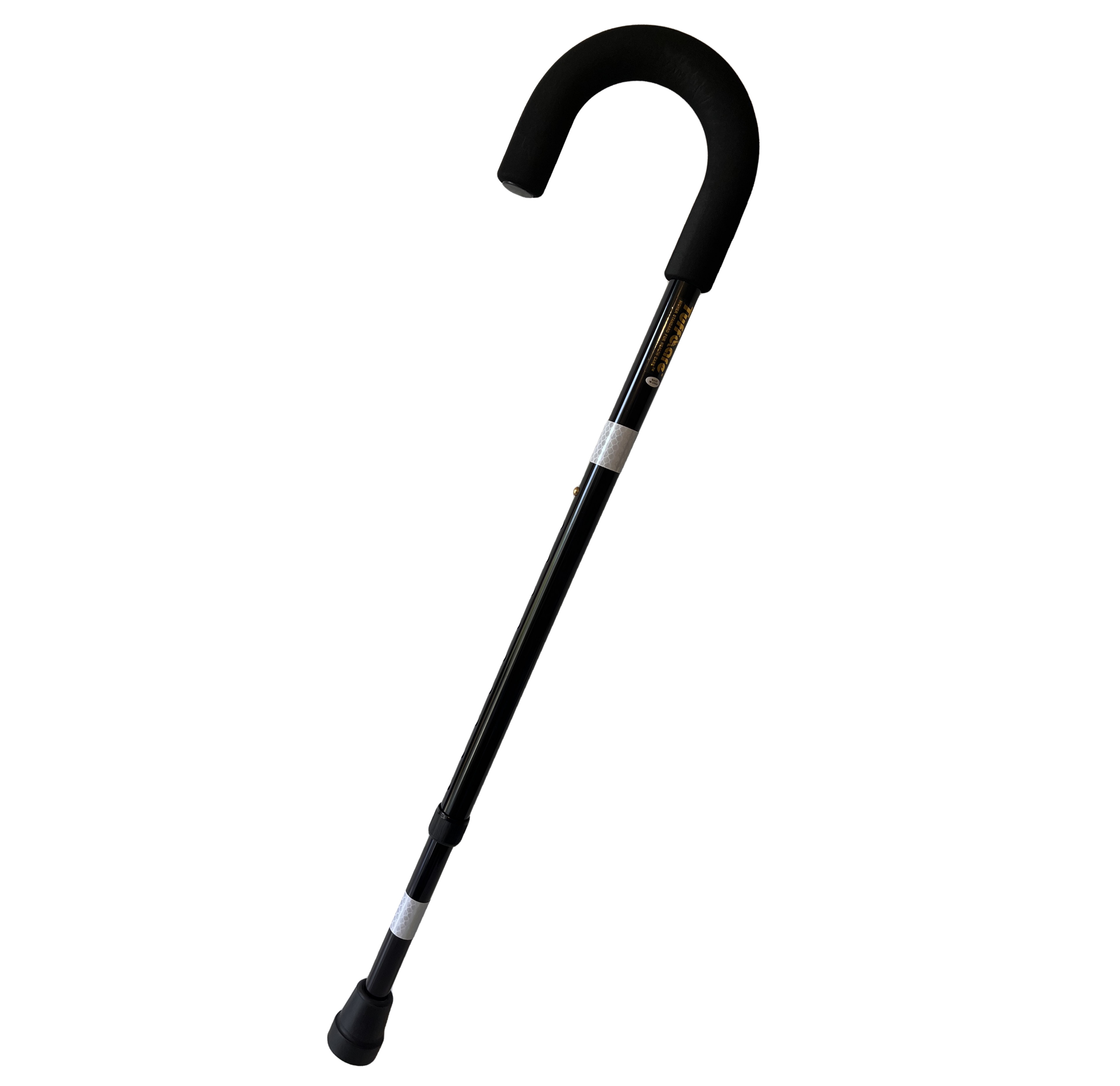 Reflective Black Walking Cane Adjustable, Lightweight Aluminum Offset