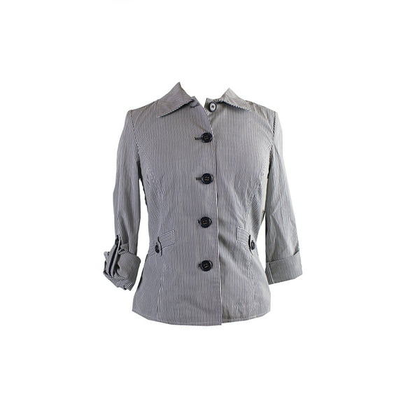 Charter Club Womens Blue White Striped Jacket XS