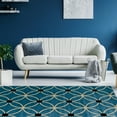 thumbnail image 4 of Vintage Tangram Area Rug Blue 5 x 76" Machine Made Microfiber Polyester, 4 of 6