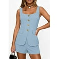 thumbnail image 5 of PRETTYGARDEN Womens 2 Piece Matching Sets Fashion Button Down Suit Vest Tops Shorts Set Spring Business Casual Outfits, 5 of 10