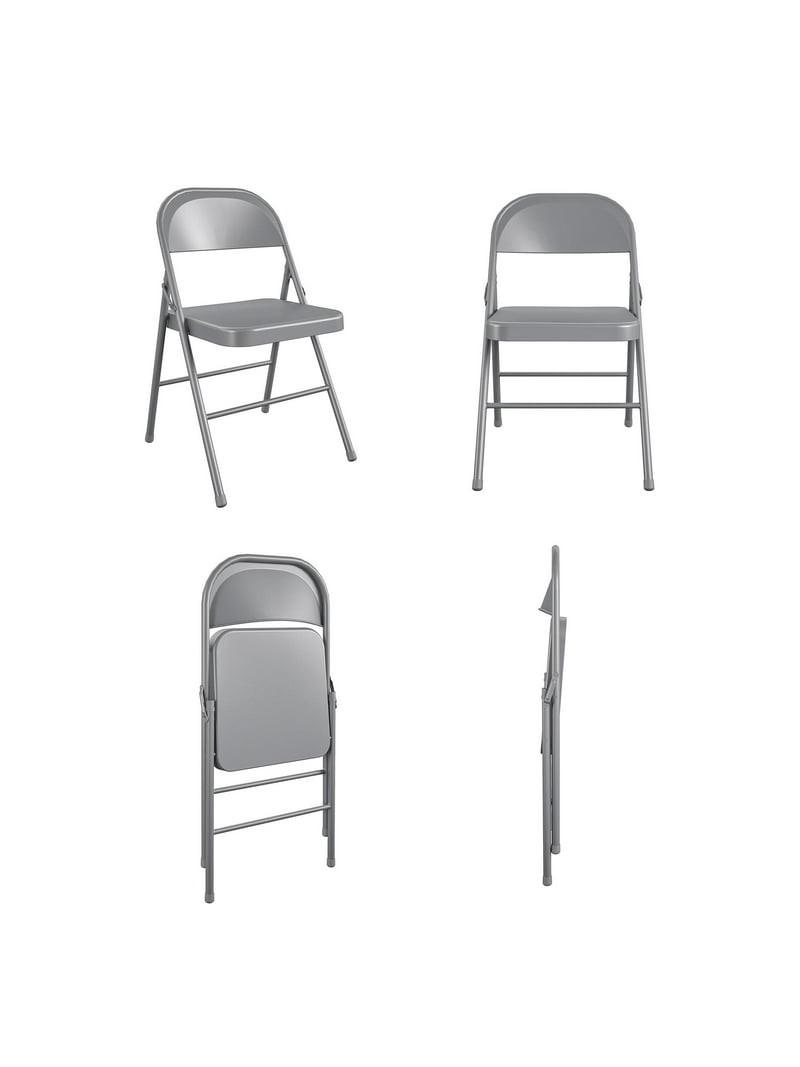 Mainstays All-Steel Metal Folding Chair, Gray, Full-Size