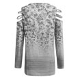 thumbnail image 5 of Moda Mujer Cuello en V Manga larga Tops Camiseta Estampado Cremallera Blusa suelta Pompotops gfhjh5387, 5 of 5
