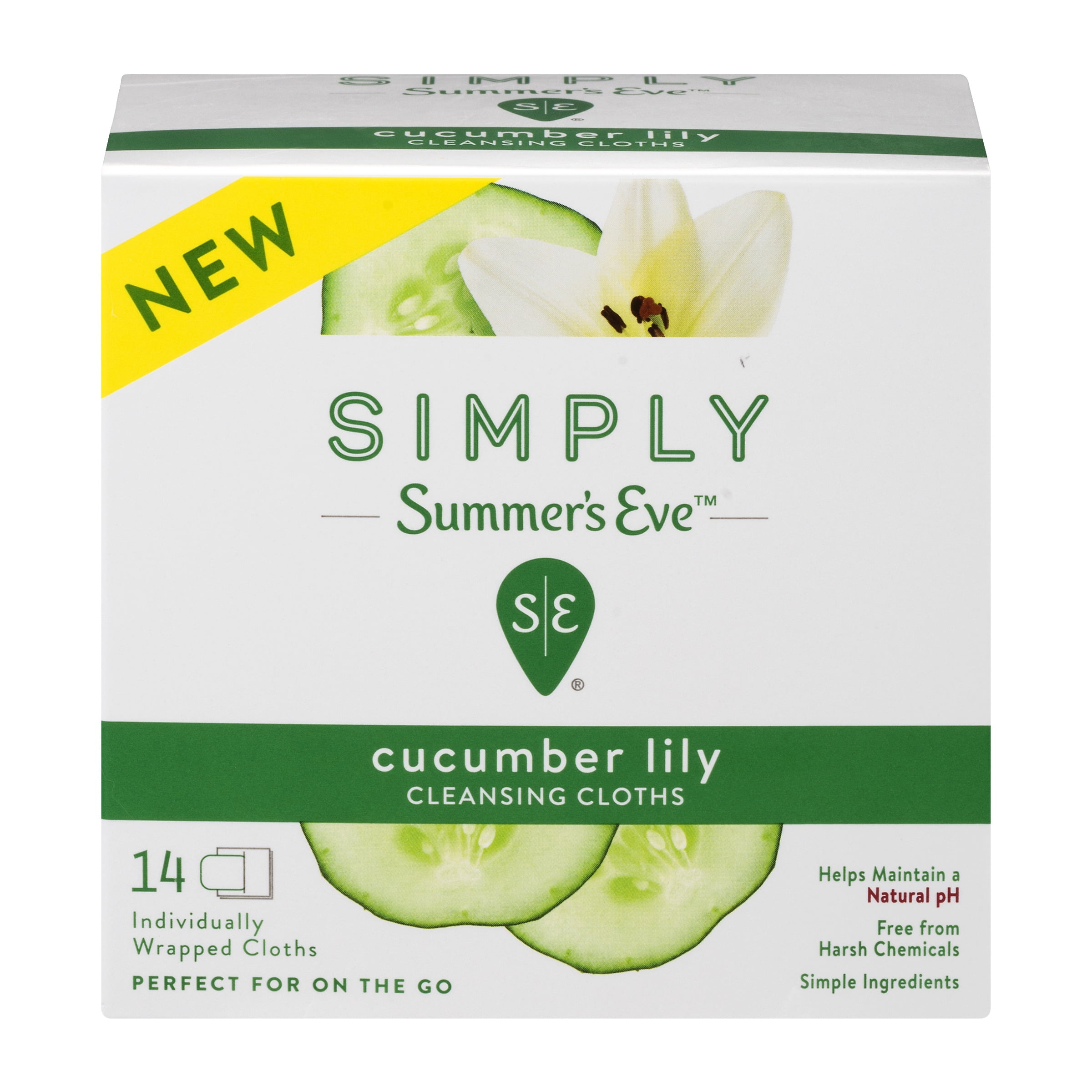Summer's Eve Simply Cucumber Lily Feminine Cleansing Cloths, 14 Count