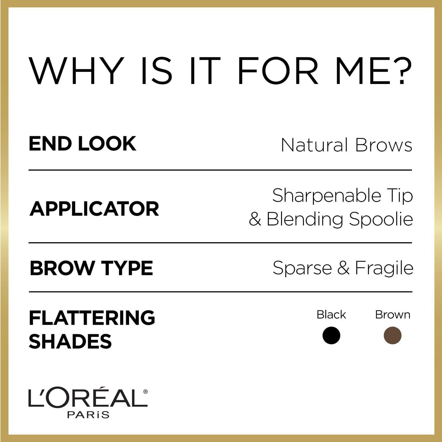 L'Oréal Paris Age Perfect Crayon À Sourcil, Remplit & Défini Les Sourcils, Cires Naturelles, Brun, 0.60  GR