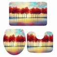 thumbnail image 2 of Fall Red Tree Bathroom Rugs Set Watercolor Red Leaf Cloud Lack Sunlight Landscape Non Slip Absorbent Soft Bath Mats 3 Piece Set with Bathroom Rug, U-Shaped Floor Mat, Toilet Seat Cover Large Size, 2 of 9