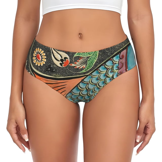 Fotbe Rich Fish Calzones Estampados para Mujer – Ropa Interior de Algodón, Cómoda, Suave y Elástica-X-Small