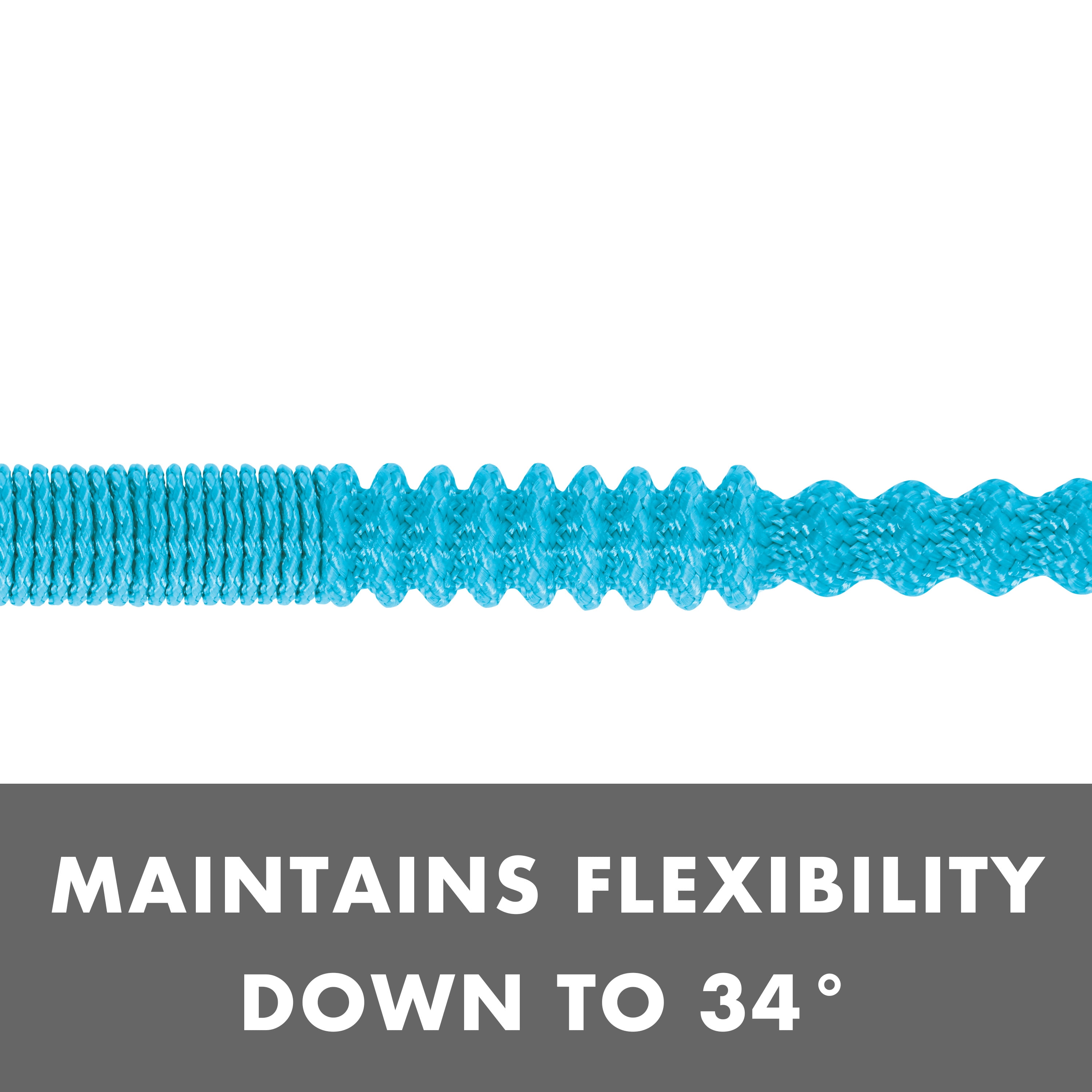 Aqua Joe Kink-Free 100-Foot Expandable Garden Hoses W/ Heavy-Duty Brass Valve & Flow Control Shut-off, 5/8-inch (Light Blue)