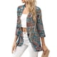 thumbnail image 1 of UKAP Cárdigan tipo Kimono para mujer, blusa con parte delantera abierta, blusa de manga 3/4, suéteres de verano con dobladillo alto y bajo para mujer, 1 of 6