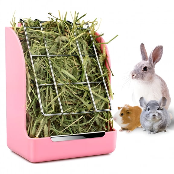 ACDANC Rabbit Guinea Pig Chinchilla Hay Feeder Less Wasted Pet Feeding Rack Manager, White