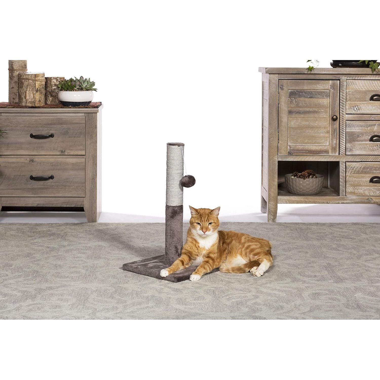HomeStock Modern Marvel Cat Scratching Post with Sleek Contemporary Design, Durable Materials, Sturdy Base, and Perfect Height for Cats to Scratch-Size:11.63"L x 11.63"W x 20.5"H