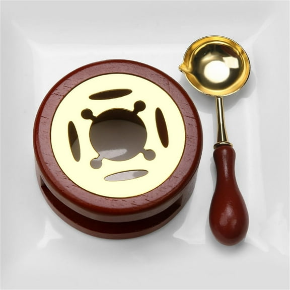 Small Fire Paint Wax Melting Stove Set with Wooden Handle Spoon, Household Sealing Wax Melting Tool for Candle Wax, DIY Craft, Letter Envelope Seal & Gift Packaging