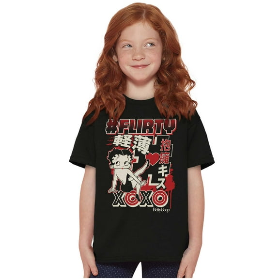 Kanji Betty Boop Hashtag Flirty XOXO Girls Kids T Shirt Tees Teen Brisco Brands XS