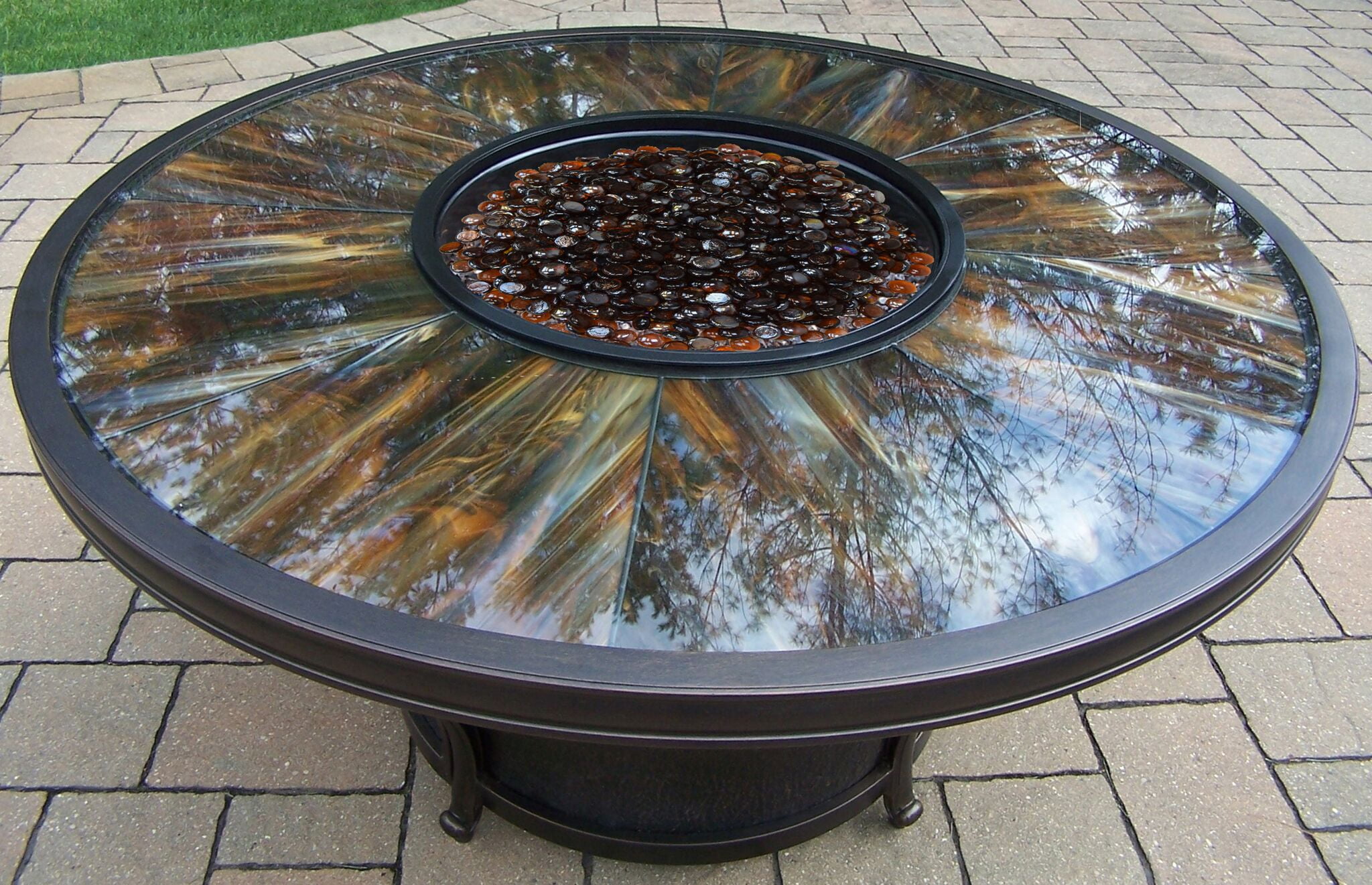 48” Aluminum Rustic Antique Bronze Finish Round Gas Patio Fire Pit