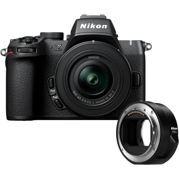 Nikon Z50 II 20.9 MP DX-Format Lightweight and Compact Mirrorless Camera with 16-50mm Lens Bundle with Nikon FTZ II Mount Adapter (2 Items)