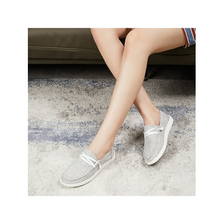 

Lacyhop Women Fashion Canvas Sneakers Slip On Shoes Low Top Casual Walking Shoes Flats Gray 6