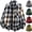 Black, variant on Mens Flannel Plaid Shacket Long Sleeve Button Down Shirt Jacket Overshirt with Chest Pocket for Cozy Fall Winter Layering Daily Wear, Black, M