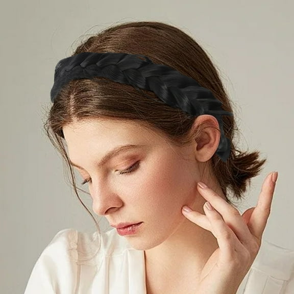 Headband WithTooth Wide Braid Messy Hair Hoop, Non-Slip Messy Braided Headband, Women Synthetic Hair Plaited Braids Elastic Headband