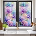 thumbnail image 2 of Pink Purple Floral Window Privacy Film, Spring Hydrangea Flower Fantasy Botanical Static Cling UV Sun Blocking Heat Control Window Tint Day and Night, Non-Adhesive One Way Privacy Cover 17.7''x39.3'', 2 of 7