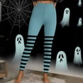 thumbnail image 4 of Elvqul Womens Plus Size Leggings Halloween Stretch Pants Athletic Striped Sky Blue Winter Leggings Pants for Women High Waist, 4 of 9