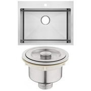 25 in. Above Counter Brushed Nickel Laundry Sink Set for 1 Hole Center Faucet with Strainer