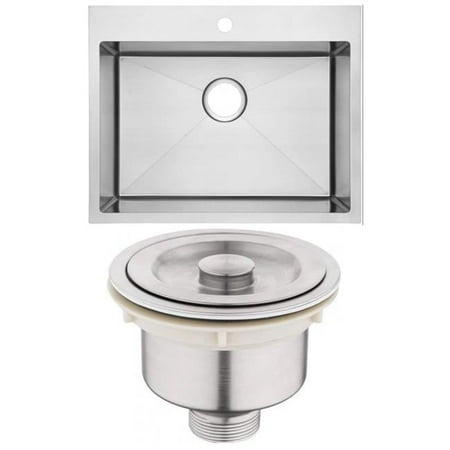 25 in. Above Counter Brushed Nickel Laundry Sink Set for 1 Hole Center Faucet with Strainer