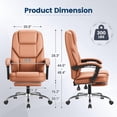 thumbnail image 3 of Vyrox Ergonomic Executive Office Chair with Massage Lumbar Support & Footrest, Reclining High-Back PU Leather Desk Chair, Brown, 3 of 7