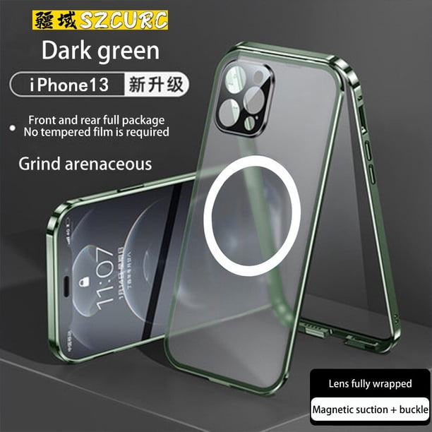 Funda de teléfono para iPhone 14 Pro max, carcasa de vidrio templado de adsorción magnética, 360 °, nueva, 11, 12 Mini, 13iPhone 12 Mini&CHINA Gao Jinjia LED