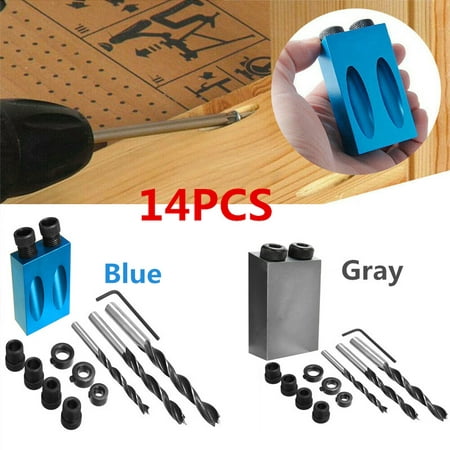 Dual Pocket Hole Jig Kit 6/8/10mm 15°Bit Angle Drive Adapter for Woodworking Angle Drilling Holes Guide Wood Tools Doweling Hole Saw  (Best Ar 15 Tool Kit)