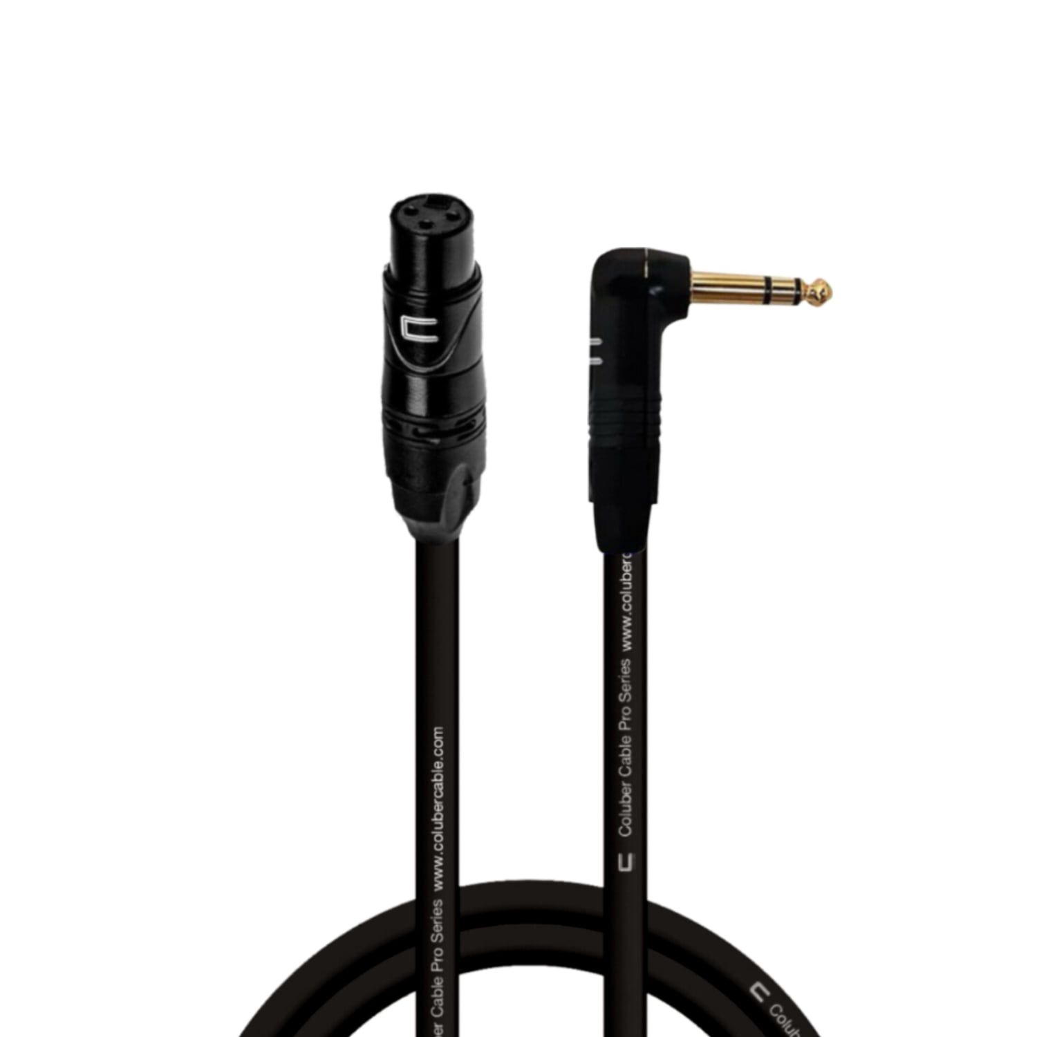 Balanced XLR Cable Female to Right Angle 1/4" TRS 3 Feet Black Pro