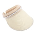 thumbnail image 4 of Verano perla dama vacía tops sol visera sombrero verano paja ancha sombrero gorras, 4 of 6