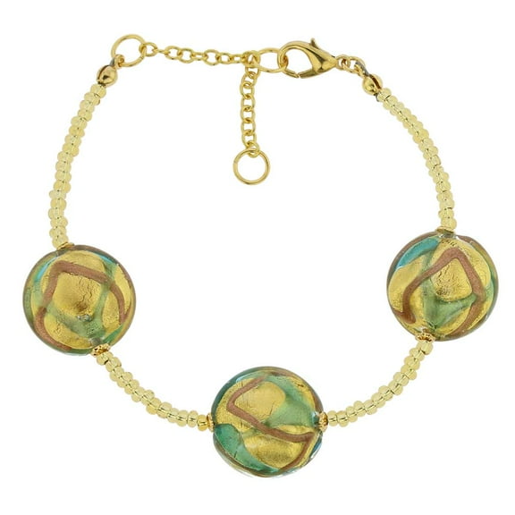 GlassOfVenice Murano Glass Royal Bracelet - Aqua Waves Gold