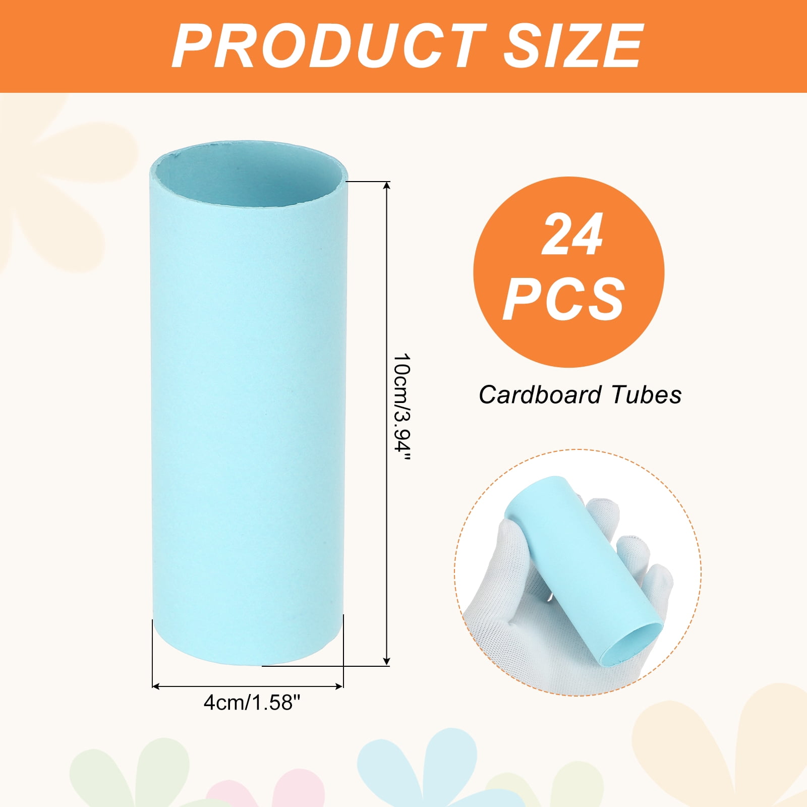 Uxcell 24 Pack Cardboard Tubes,Toilet Paper Rolls Corrugated Roll,3.94x1.58",Sky Blue