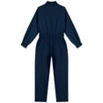 thumbnail image 5 of iiniim Kids Girls Casual Jumpsuit Rompers One Piece Long Sleeve Half Zip Overalls Cargo Pants Navy Blue 12, 5 of 7