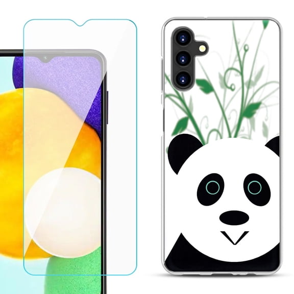 Slim-Fit TPU Fashion Phone Case for Samsung Galaxy A13 5G, with Tempered Glass Screen Protector, by OneToughShield ® - Panda